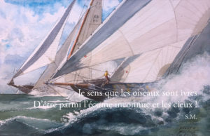 maritime / figuratif / Aquarelle / Impression sur papier aquarelle / Marouflage sur dibond / Caisse américaine