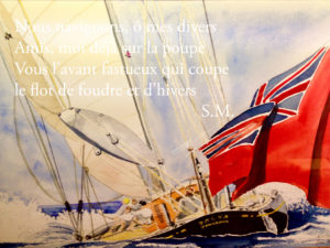 bateau / maritime / figuratif / Aquarelle / Impression sur papier aquarelle / Marouflage sur dibond / Caisse américaine