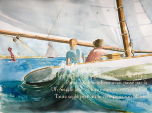 maritime / figuratif / Aquarelle / Impression sur papier aquarelle / Marouflage sur dibond / Caisse américaine